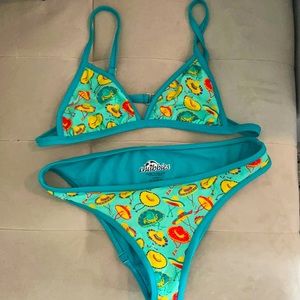 Chubbies Teal Mexican Fiesta Bikini Top & Bottom